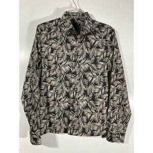 Express Men's Floral Print Stretch 1MX Dress Shirt Tan/Black Mens (XS Slim)